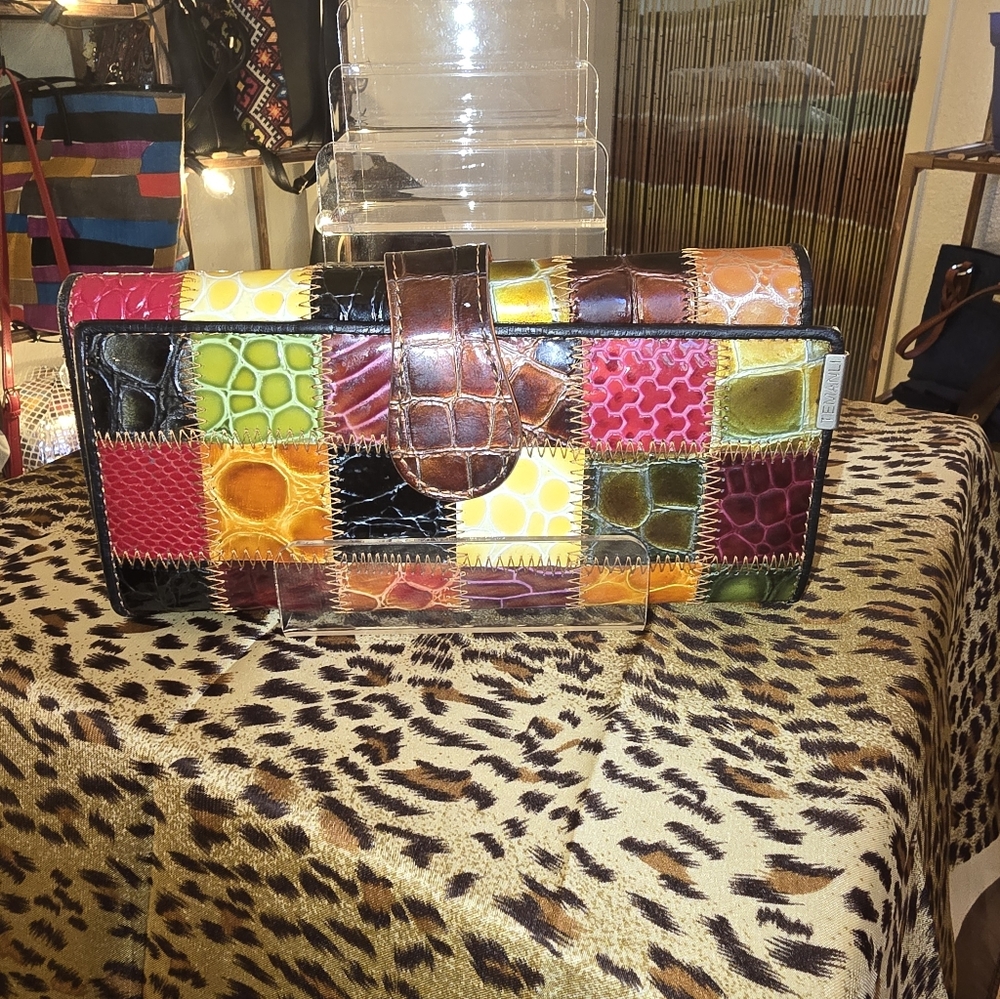 Temanli Leather Multicolor Patchwork Wallet - image 1